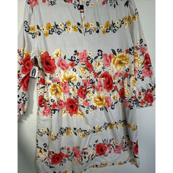 Old Navy Womens Floral Shirt Dress Size Large Gray Floral Ruffle Sleeves - Picture 15 of 16
